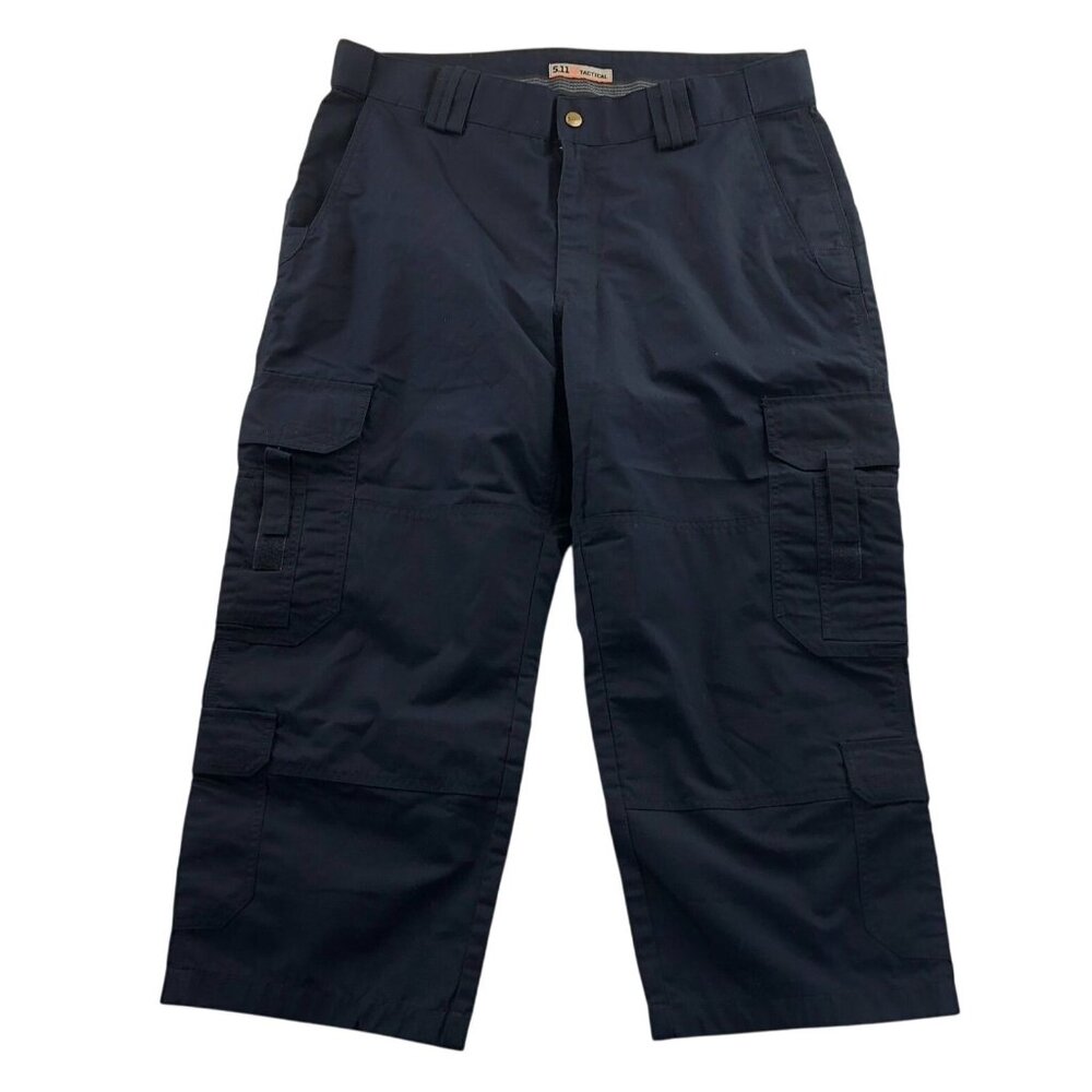 5.11 Tactical Mens Cargo Pants 38x30 Hemmed to 24 Black Ripstop Workwear Outdoor